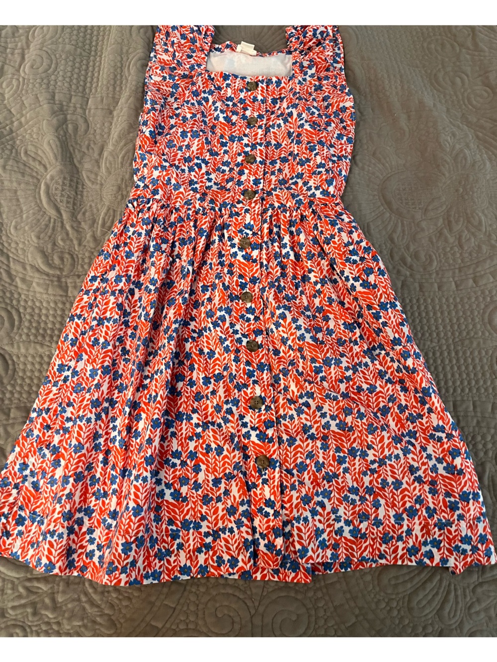 Crewcuts Girls Floral Print Casual Dress in Red, Blue, White